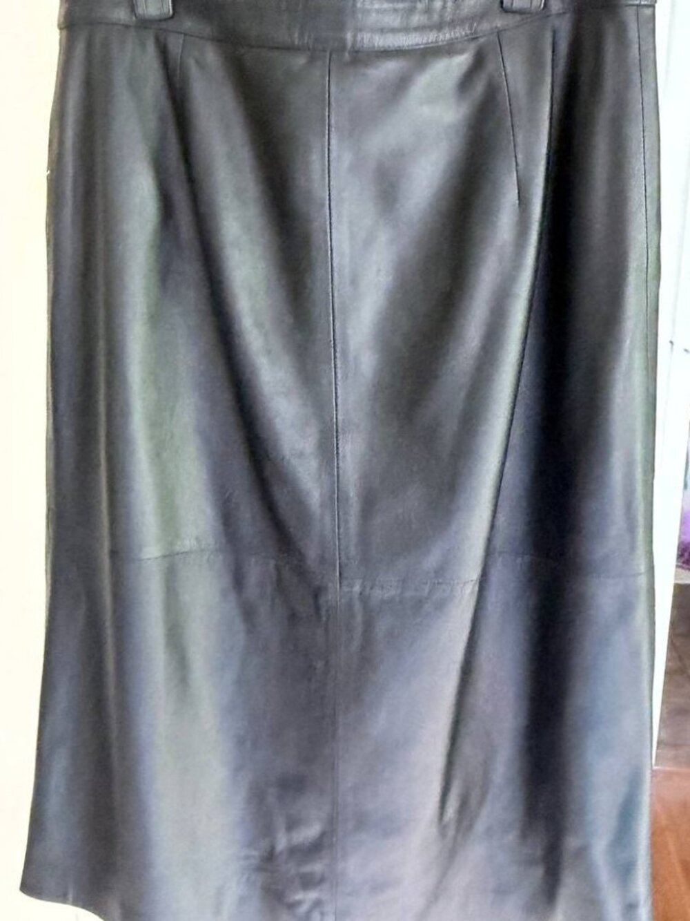 Gianfranco Ferre Forma Black Genuine Leather Midi Skirt with Zippers US 16 XL - Picture 3 of 8
